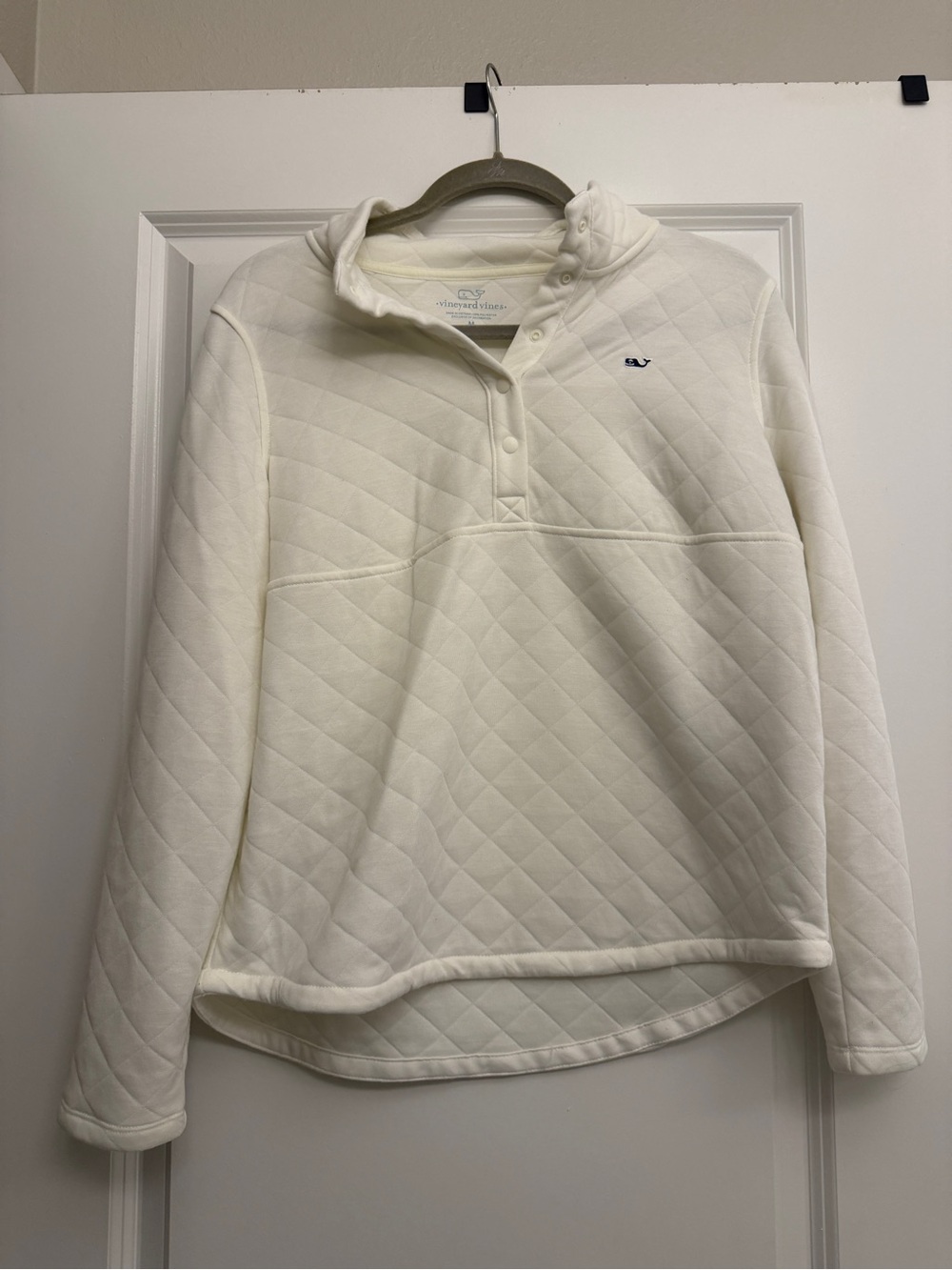 Vineyard Vines Cream Quilted Snap-Front Pullover
